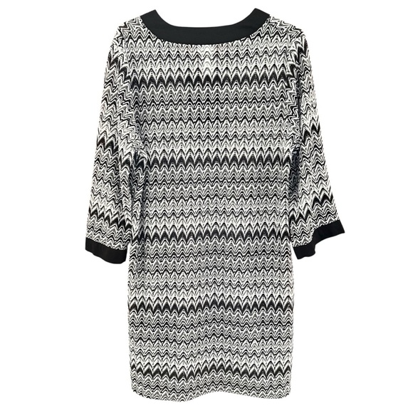 Dotti Black and White Zig Zag Print Swim Cover-Up Tunic Medium - Picture 3 of 6